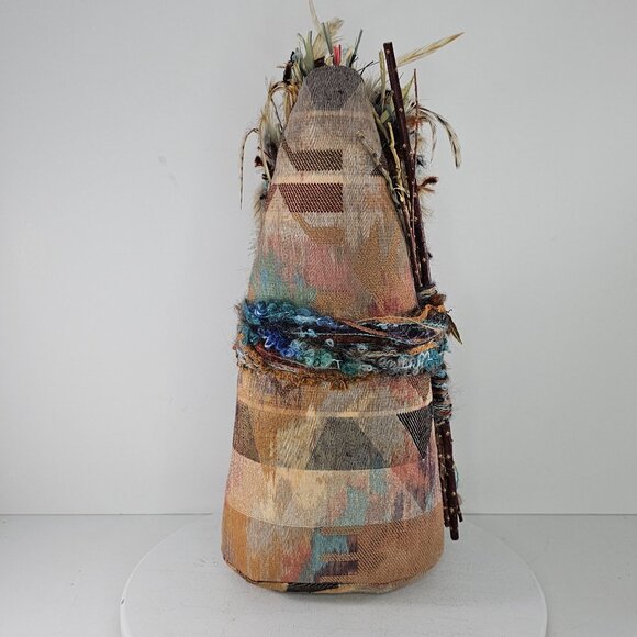 Handcrafted Nature Spirit Doll Witch Shaman Feathers Fur Shells Yarn Accents - Picture 3 of 10